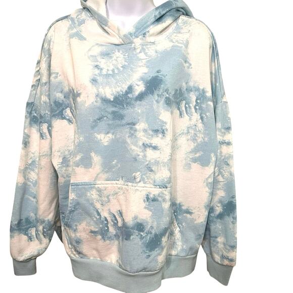 Just Be women’s tye dye hoodie sweatshirt size Lg  blue and white. - Picture 1 of 6